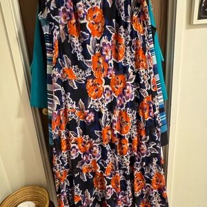 Jones New York Floral Maxi Dress with Orange and Purple Flowers